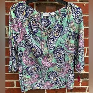 Liz Claiborne Women’s Multicolored Paisley Top. Size Medium